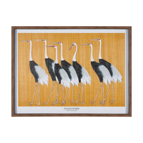 Japanese Red Crown Crane by Ogata Korin Hand-Embellished Textured Framed Artwork Matted under Glass from Mercana - Luna Furniture