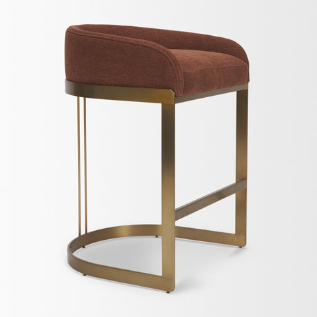 Hollyfield Backless 28.7in Seat Bar Stool | Burgundy Fabric w/ Metal from Mercana - Luna Furniture