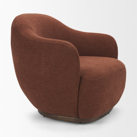 Hudson Burgundy Fabric Upholstered Swivel Chair from Mercana - Luna Furniture