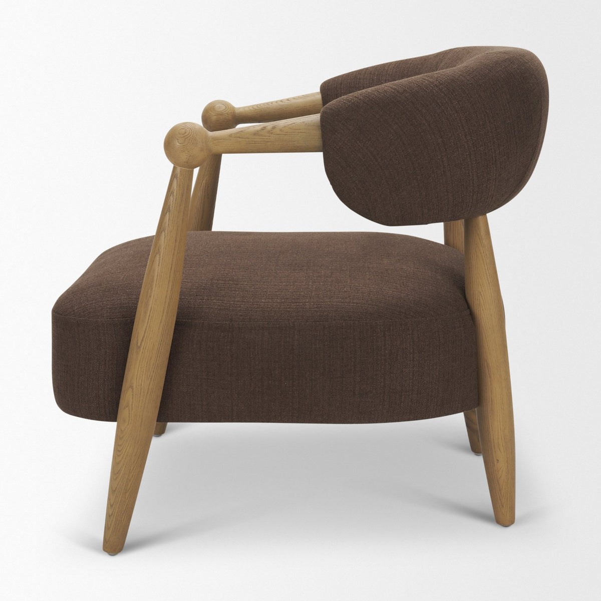 Lewis Mocha Fabric w/ Brown Wood Open Back Accent Chair from Mercana - Luna Furniture