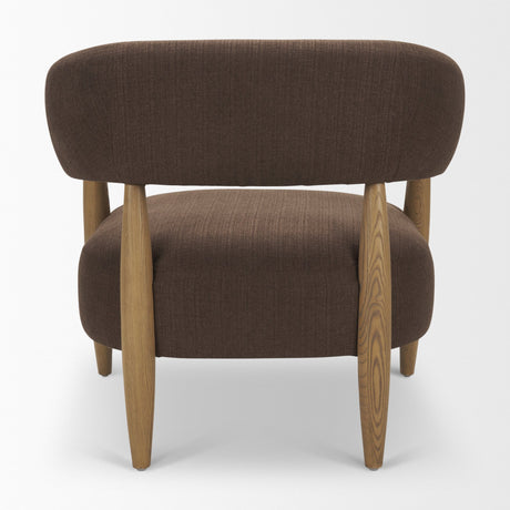 Lewis Mocha Fabric w/ Brown Wood Open Back Accent Chair from Mercana - Luna Furniture
