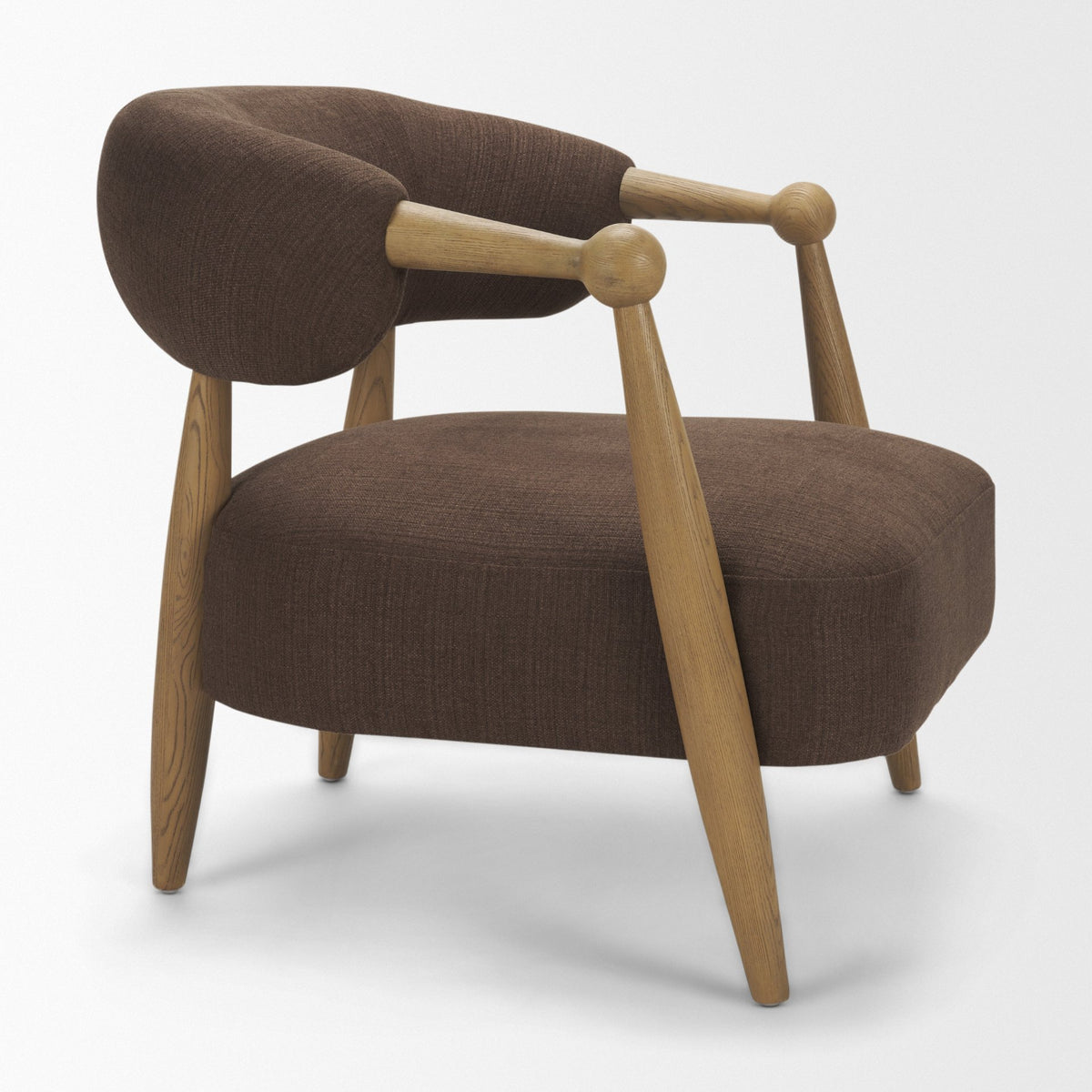 Lewis Mocha Fabric w/ Brown Wood Open Back Accent Chair from Mercana - Luna Furniture