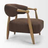 Lewis Mocha Fabric w/ Brown Wood Open Back Accent Chair from Mercana - Luna Furniture