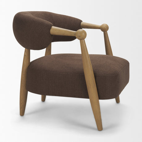 Lewis Mocha Fabric w/ Brown Wood Open Back Accent Chair from Mercana - Luna Furniture