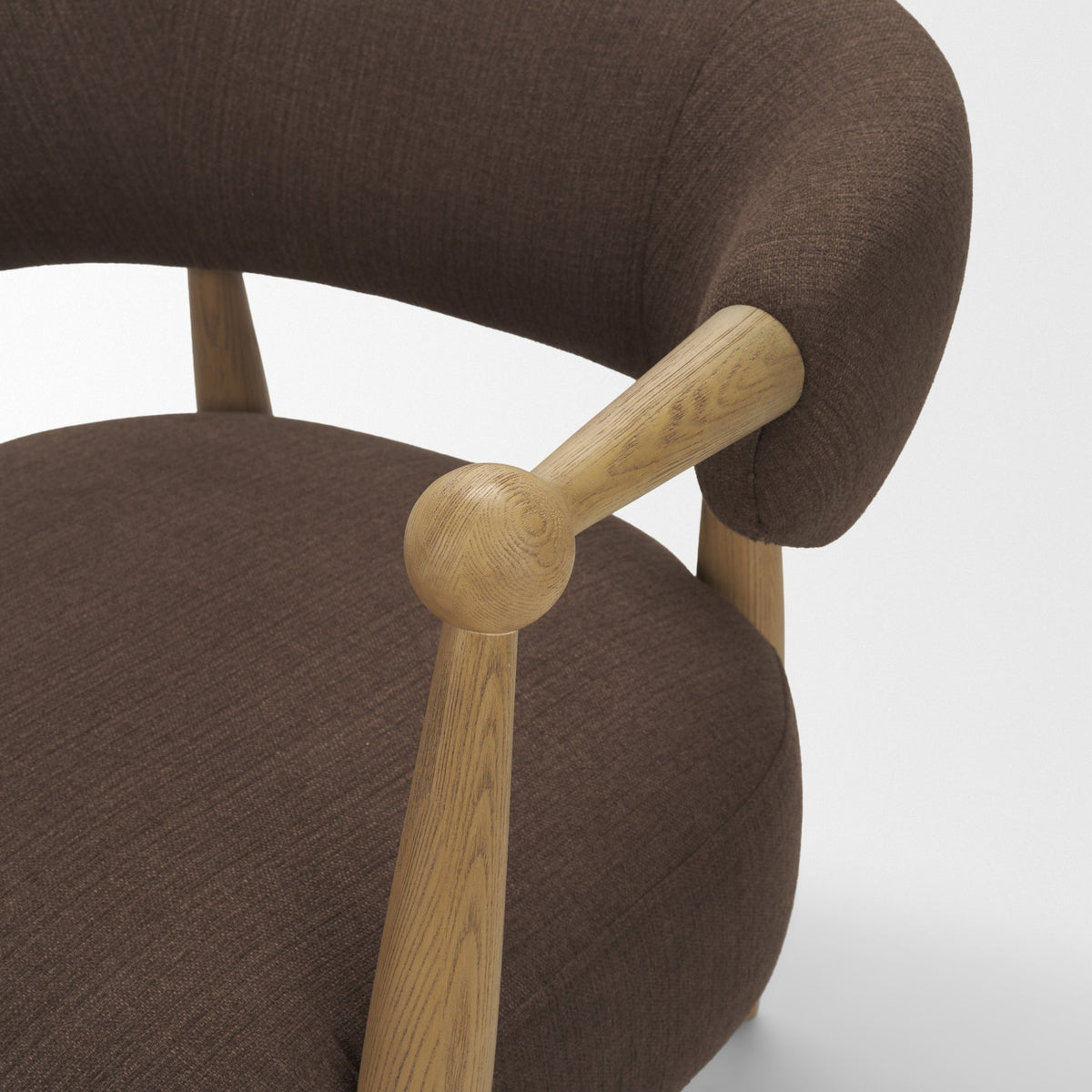 Lewis Mocha Fabric w/ Brown Wood Open Back Accent Chair from Mercana - Luna Furniture