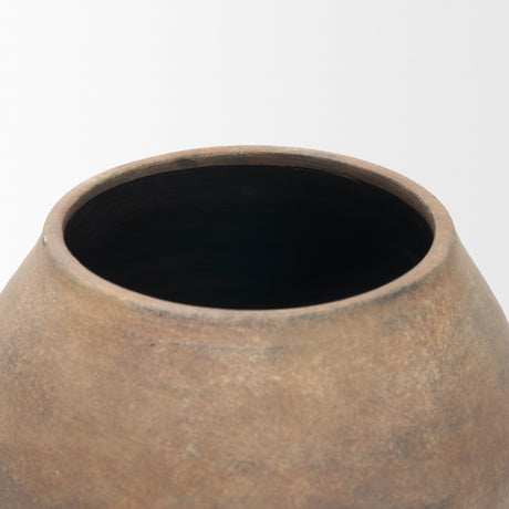 Cotto 10.6H Two Tone Wide Mouth Weathered Terracotta Urn Vase from Mercana - Luna Furniture