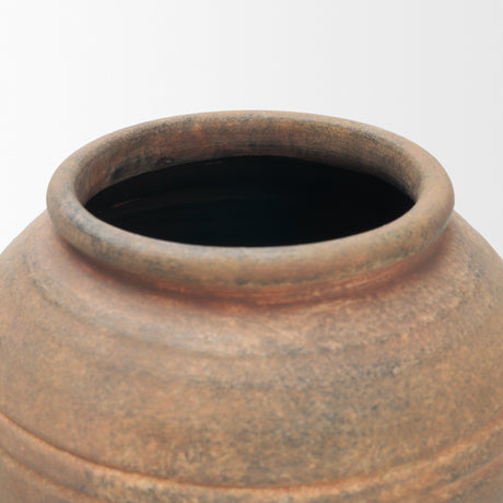 Cotto 8.7H Weathered Round Terracotta Vase from Mercana - Luna Furniture