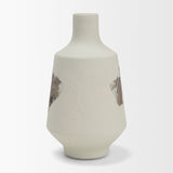 Velo 11.8H White w/Green Hand-Painted Terracotta Decorative Vase from Mercana - Luna Furniture