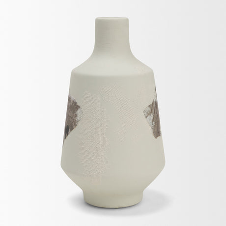 Velo 11.8H White w/Green Hand-Painted Terracotta Decorative Vase from Mercana - Luna Furniture