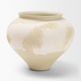 Velo Cream w/White Hand-Painted Terracotta Decorative Vase from Mercana - Luna Furniture