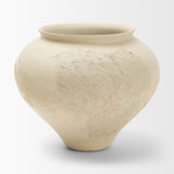 Velo Cream w/White Hand-Painted Terracotta Decorative Vase from Mercana - Luna Furniture