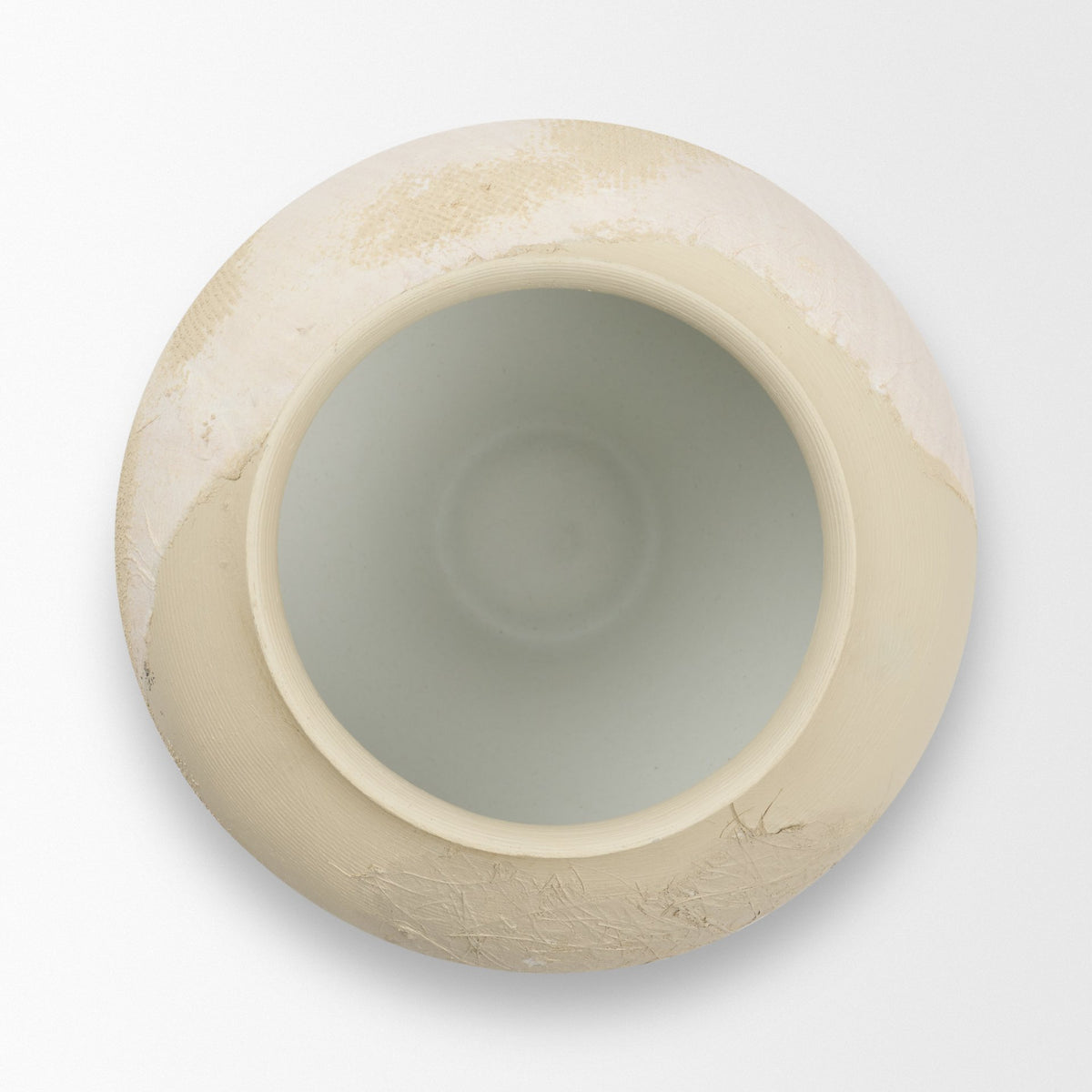 Velo Cream w/White Hand-Painted Terracotta Decorative Vase from Mercana - Luna Furniture