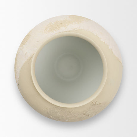 Velo Cream w/White Hand-Painted Terracotta Decorative Vase from Mercana - Luna Furniture