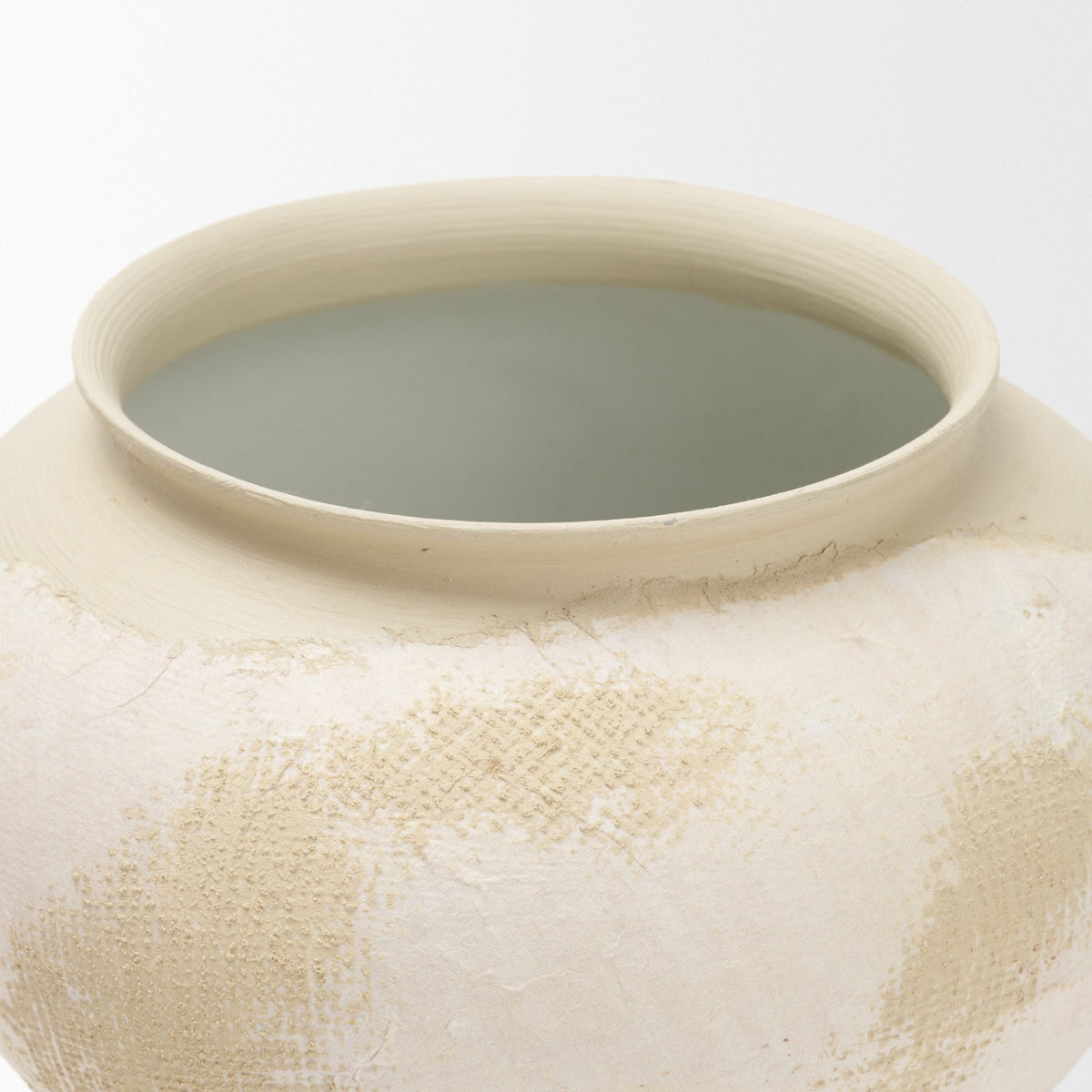 Velo Cream w/White Hand-Painted Terracotta Decorative Vase from Mercana - Luna Furniture