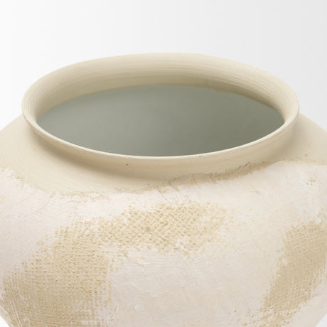 Velo Cream w/White Hand-Painted Terracotta Decorative Vase from Mercana - Luna Furniture