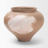 Velo Brown w/White Hand-Painted Terracotta Decorative Vase from Mercana - Luna Furniture