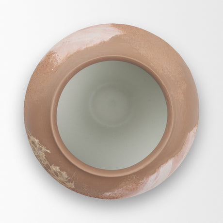 Velo Brown w/White Hand-Painted Terracotta Decorative Vase from Mercana - Luna Furniture