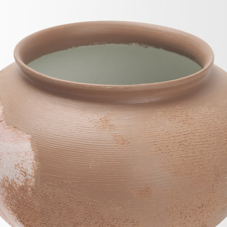Velo Brown w/White Hand-Painted Terracotta Decorative Vase from Mercana - Luna Furniture