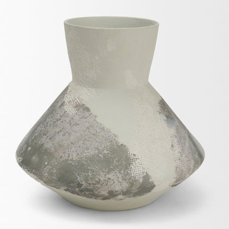 Velo 8.1H White w/Green Hand-Painted Terracotta Decorative Vase from Mercana - Luna Furniture