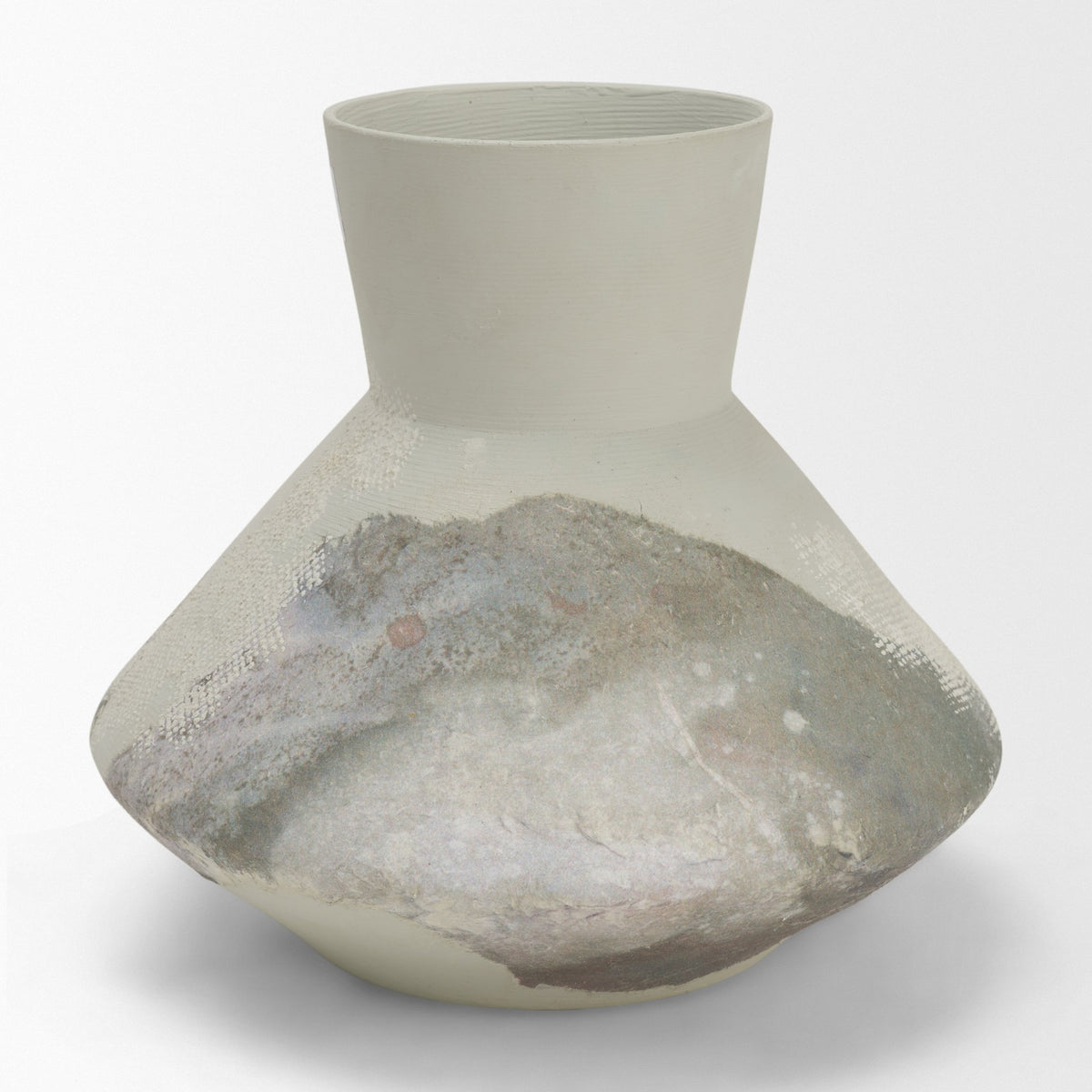 Velo 8.1H White w/Green Hand-Painted Terracotta Decorative Vase from Mercana - Luna Furniture