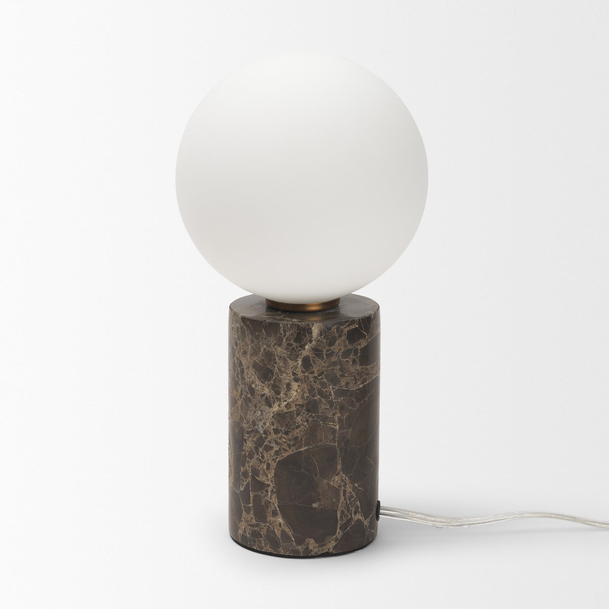 Caldo Brown Marble Base w/ Frosted Glass Globe Table Lamp from Mercana - Luna Furniture