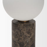 Caldo Brown Marble Base w/ Frosted Glass Globe Table Lamp from Mercana - Luna Furniture