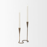 Naja Antique Brass Metal Double Taper Candle Holder from Mercana - Luna Furniture
