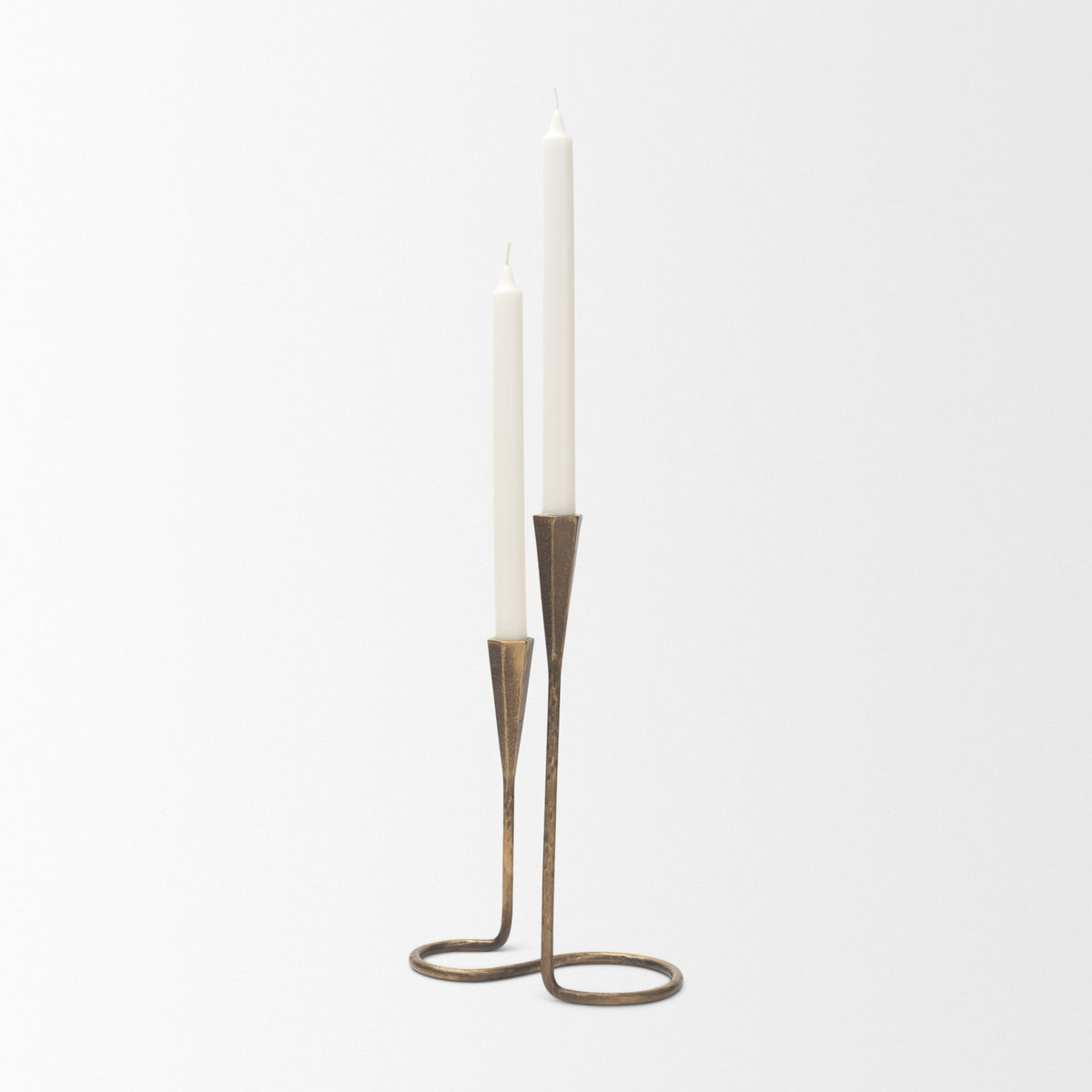 Naja Antique Brass Metal Double Taper Candle Holder from Mercana - Luna Furniture