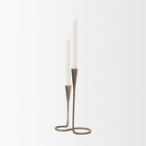 Naja Antique Brass Metal Double Taper Candle Holder from Mercana - Luna Furniture