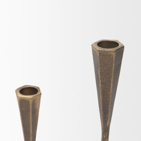 Naja Antique Brass Metal Double Taper Candle Holder from Mercana - Luna Furniture