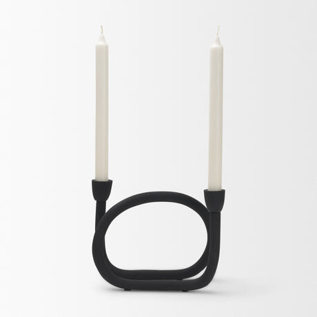 Serpens Black Metal Large Candleholder from Mercana - Luna Furniture