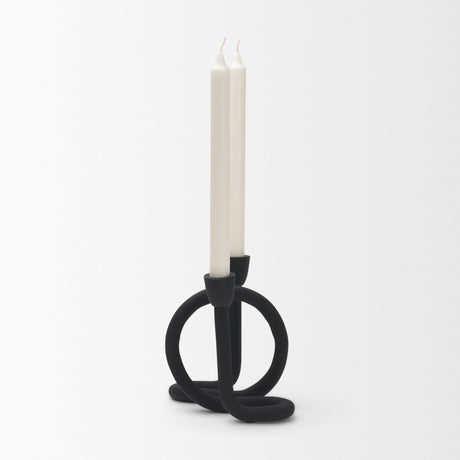 Serpens Black Metal Narrow Candle Holder from Mercana - Luna Furniture