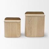 Benton White-Washed Wood w/ Brass Handle Decorative Box Set