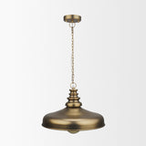 Keller Wide Antiqued Brass Metal 1-Light Pendant from Mercana - Luna Furniture