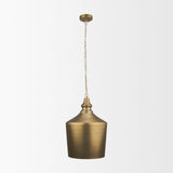 Keller Tall Antiqued Brass Metal 1-Light Pendant from Mercana - Luna Furniture