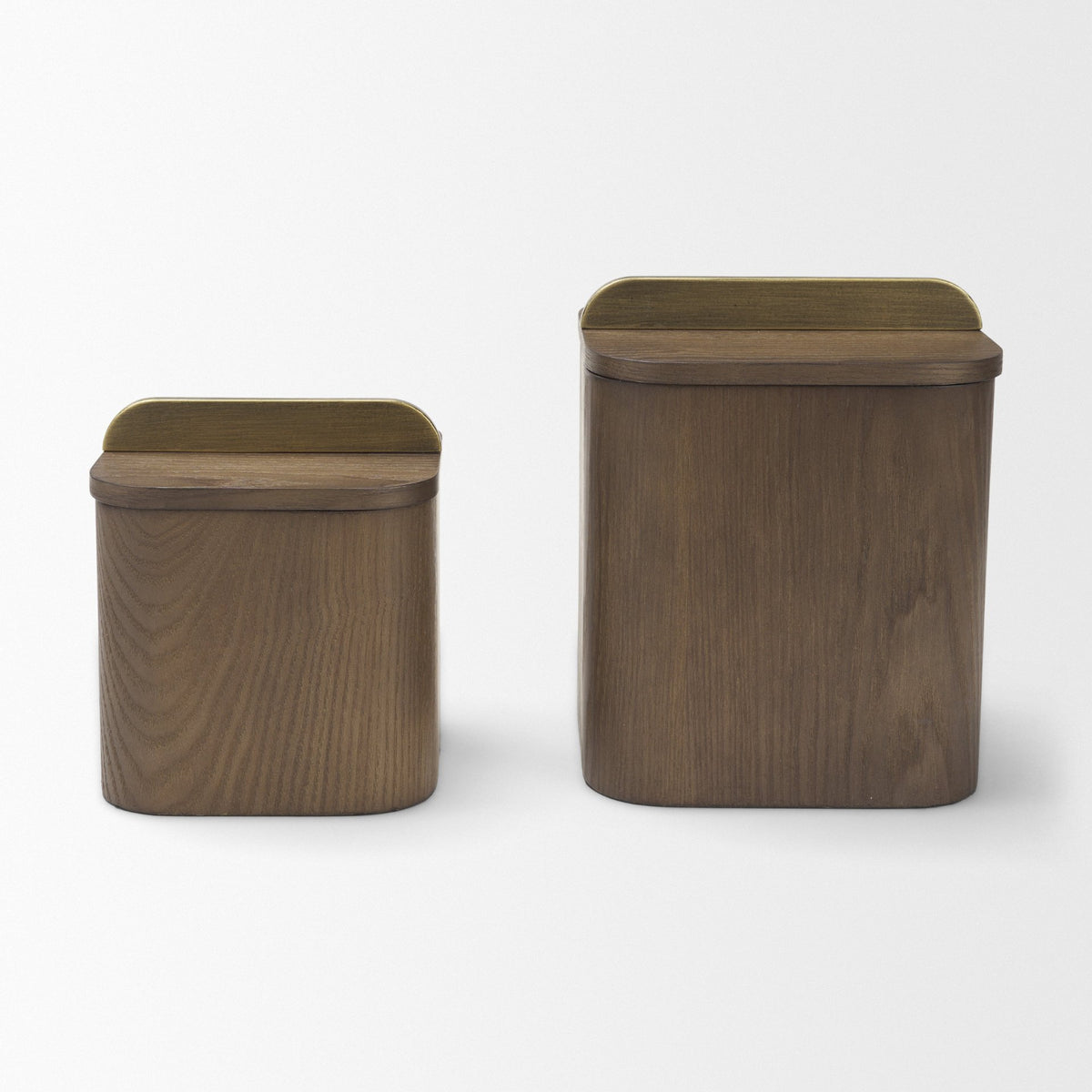 Benton Brown Wood w/ Brass Handle Decorative Box Set from Mercana - Luna Furniture