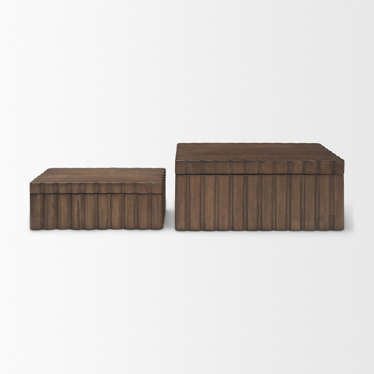 Strata Fluted Walnut Wood Decorative Box Set from Mercana - Luna Furniture