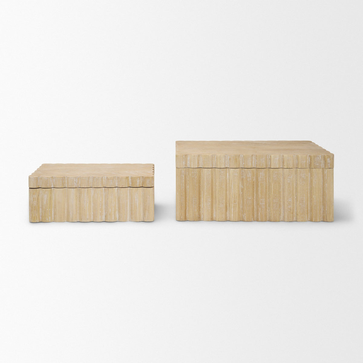 Strata Fluted White-Washed Wood Decorative Box Set