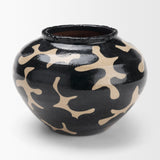Bosma Black and Cream Ceramic Urn from Mercana - Luna Furniture