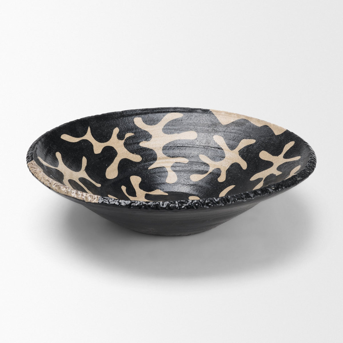 Bosma Black and Cream Ceramic Decorative Bowl from Mercana - Luna Furniture