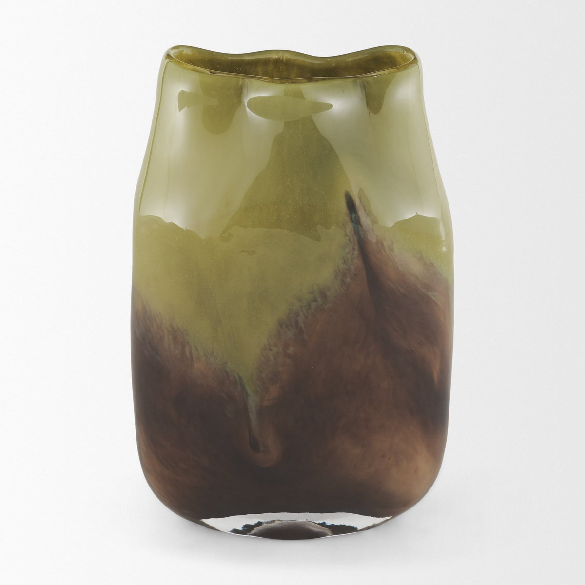 Tulano Medium Green and Brown Glass Vase from Mercana - Luna Furniture