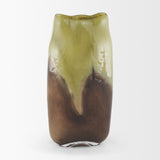 Tulano Tall Green and Brown Glass Vase from Mercana - Luna Furniture