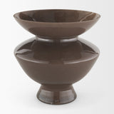 Bruna Wide Mouth Geometric Brown Glass Vase from Mercana - Luna Furniture