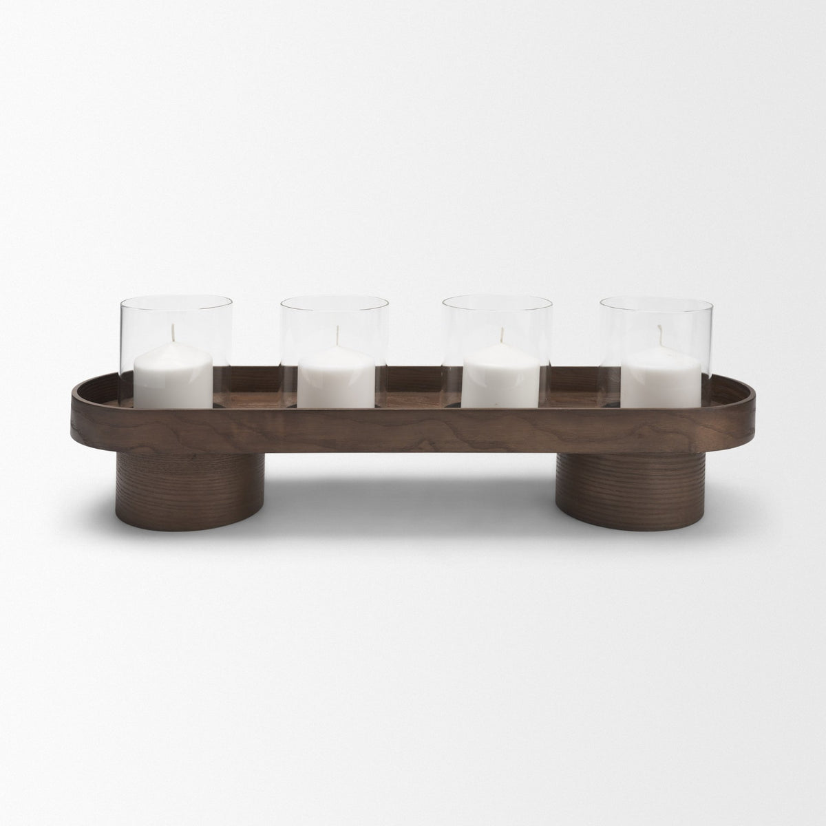 Plinth White-Washed Wood w/ Glass Candle Holder from Mercana - Luna Furniture