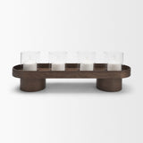 Plinth White-Washed Wood w/ Glass Candle Holder from Mercana - Luna Furniture