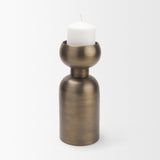 Pelar Large Antiqued Brass Stacked Pillar Candle Holder
