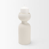 Pelar Large Matte White Metal Stacked Pillar Candle Holder