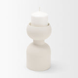 Pelar Small Matte White Metal Stacked Pillar Candle Holder