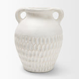 Basma White Scale Textured Ceramic Vase w/ Handles from Mercana - Luna Furniture