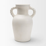 Trenza Large White Ceramic Vase w/ Twisted Handles from Mercana - Luna Furniture